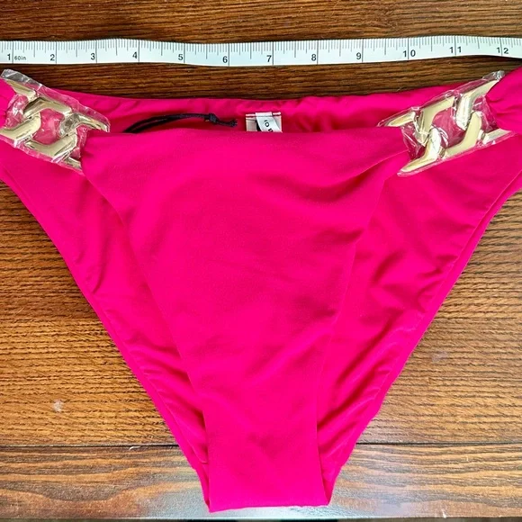 NWT ❤️ Robin Piccone Fuchsia Bikini with Gold Accents. MSRP $216 - Picture 9 of 12